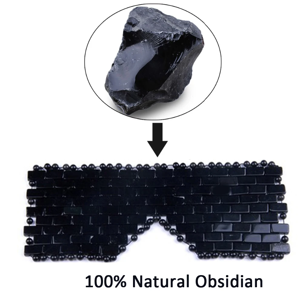 Tool Black Obsidian Cooling Face Mask Natural Jade Eye Mask Cold Therapy Eye Massager Sleeping Masks Stone Facial Massager