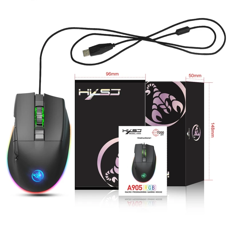 Mice Fashion Wired Computer Mice Ergonomic 8 Keys 7200dpi 7000FPS Gaming Mouse Laptop Gifts for Boys Girls Teenagers Adult