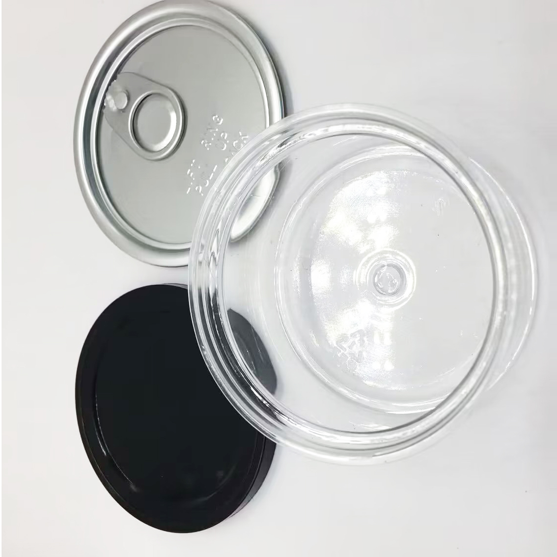 Pressitin Cans Packing Tin Box Metal Round Colorful Small Wedding Candy Box Sweet Cans Tea Container Clear Lid Packaging Bottles Clear Peel Off Lid Black Cover