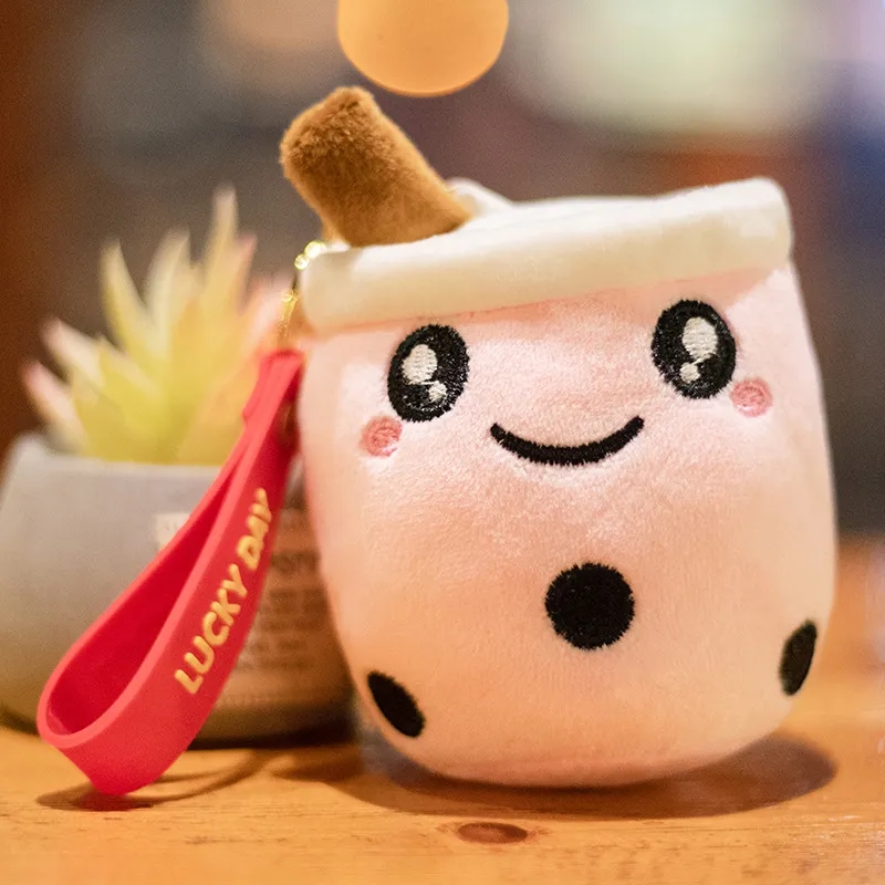 2024 10cm Cute Bubble Tea Keychain Soft Plush Toy Pendant Stuffed Boba Doll Kawaii Backpack Bag Birthday Gifts for Girls Kids