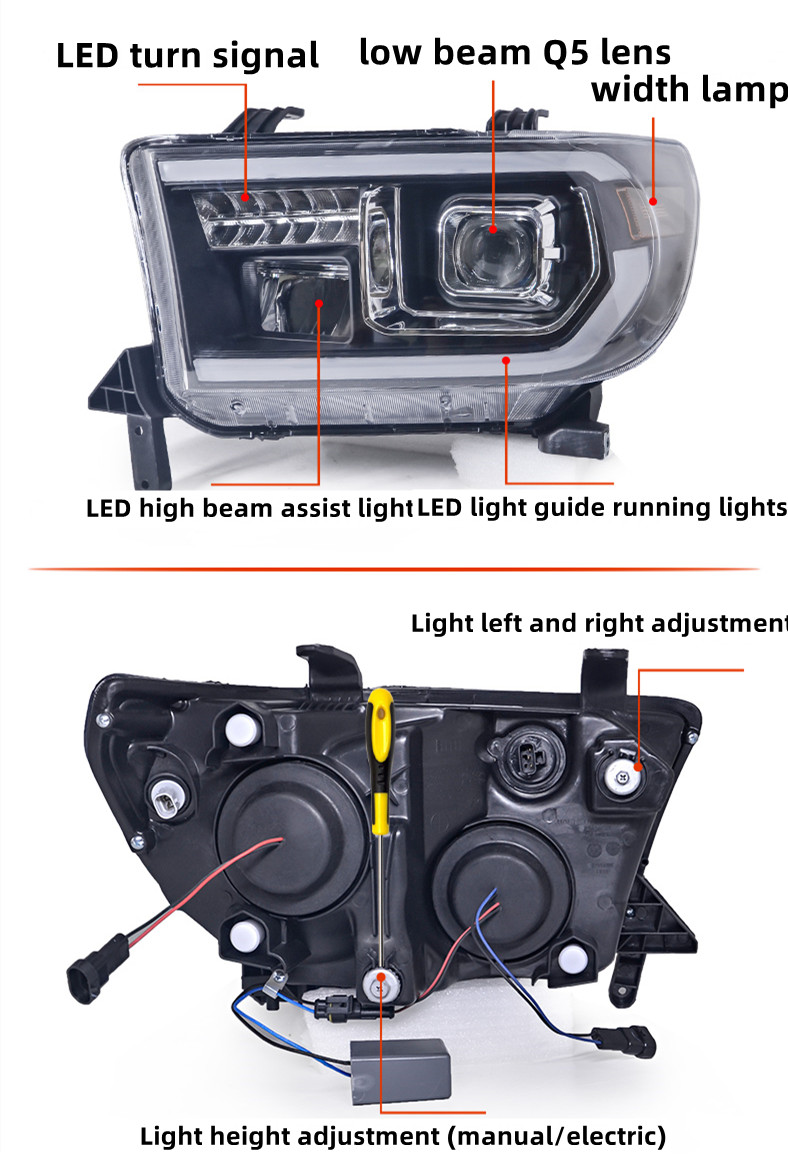 Farol do carro para toyota tundra 2007-2013 drl motorista passageiro reequipamento luz diurna sinal de volta