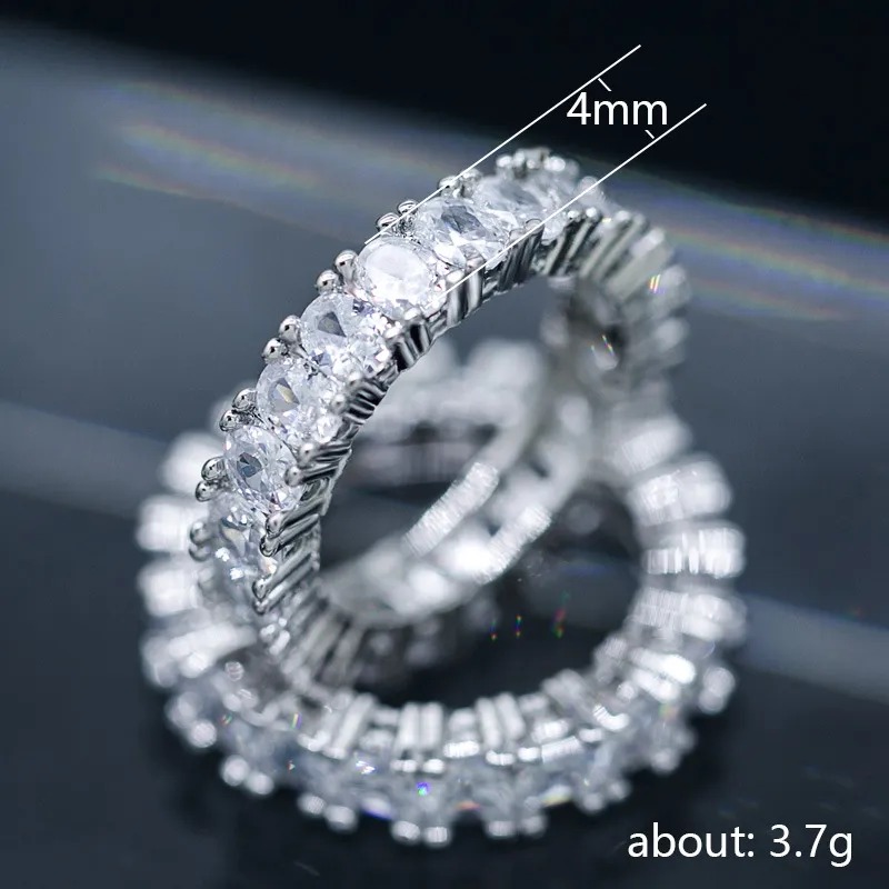 Square Heart Zircon Rings Women Bridesmaid Full Diamond Engagement Wedding Ring Gift Fine Jewelry