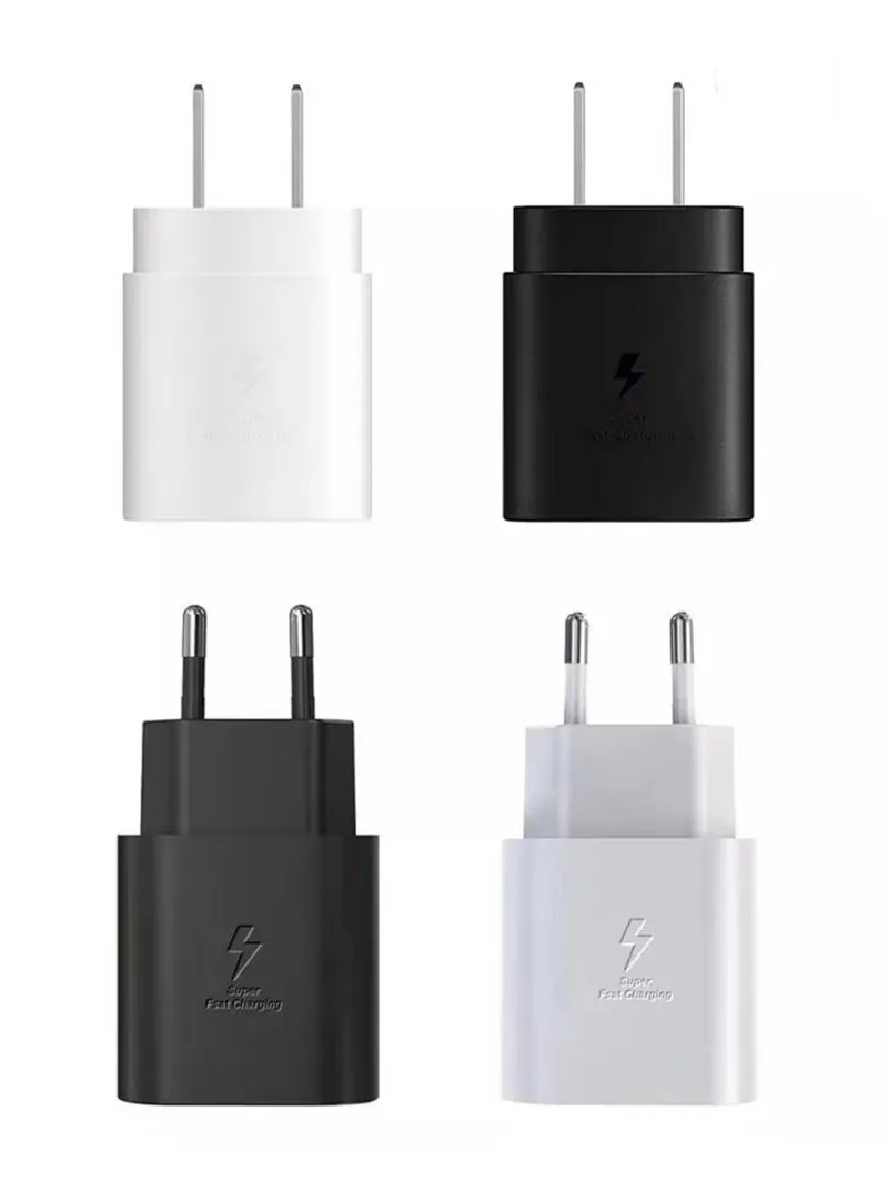 Caricabatterie PD da 25 W Samsung S23 S22 S21 NOTE Adattatore di ricarica super veloce Presa di ricarica rapida USB C PPS US EU con pacchetto di vendita al dettaglio