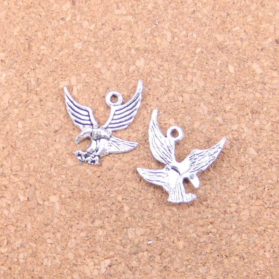 Antique Silver Bronze Plated eagle hawk Charms Pendant DIY Necklace Bracelet Bangle Findings 20 20mm287o