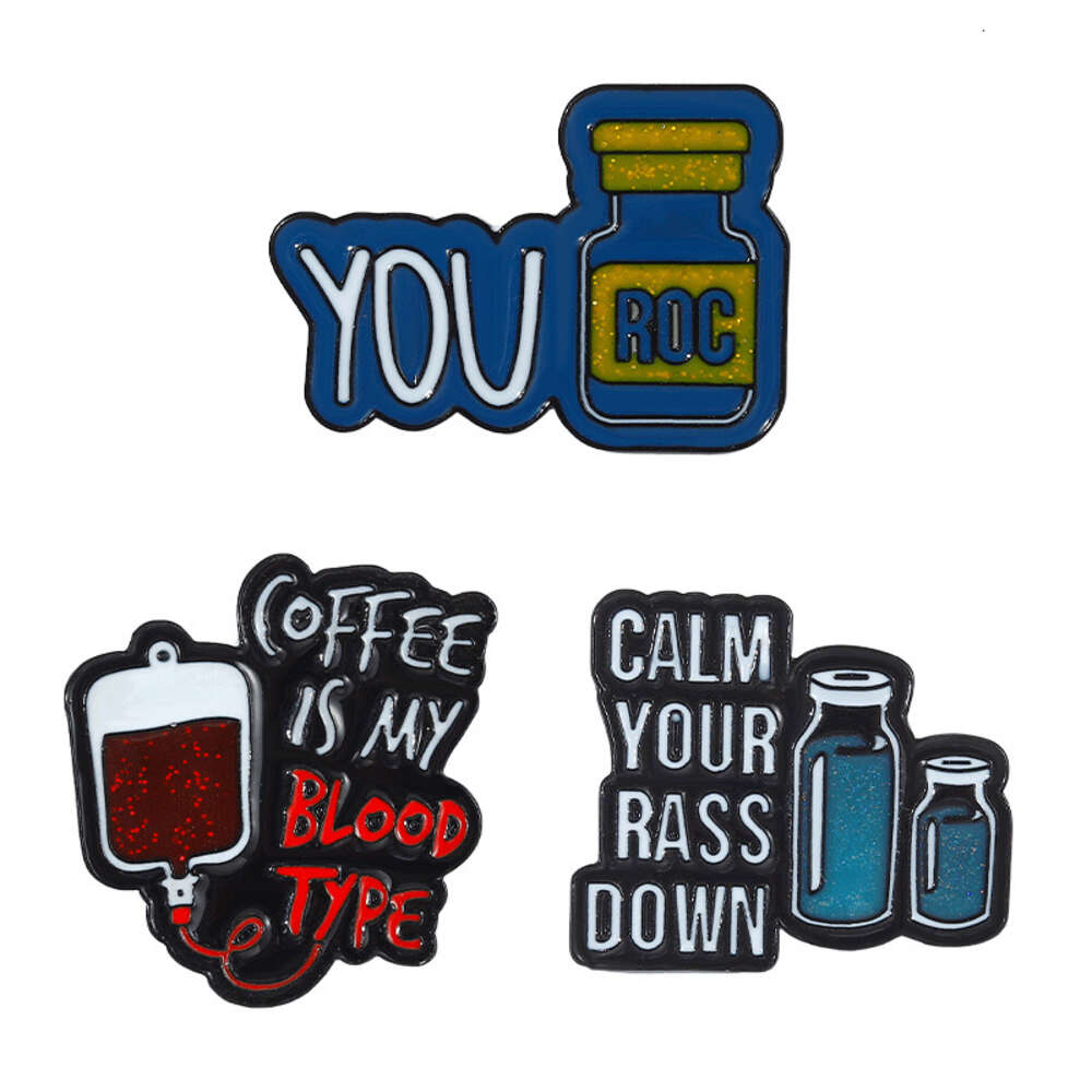 New Medical Series Alloy Brooch, Creative Blood Transfusion Bag, Letter Medicine Bottle Shape, Enamel Badge