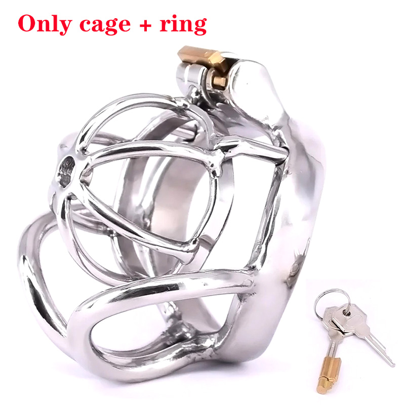 Chastity Device Stainless Steel Penis Cage With Anti-off Ring Removable Urethral Catheter Male Cock Cage Sexy Toy for Men