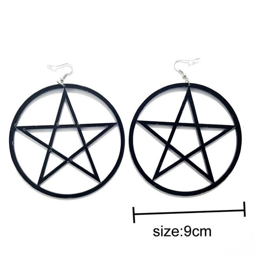 Dangle Lustre À La Mode Acrylique Grand Rond Pentagramme Boucles D'oreilles Pour Les Femmes Rose Cercle Étoile Pendientes Punk Parti Bijoux Gift273U