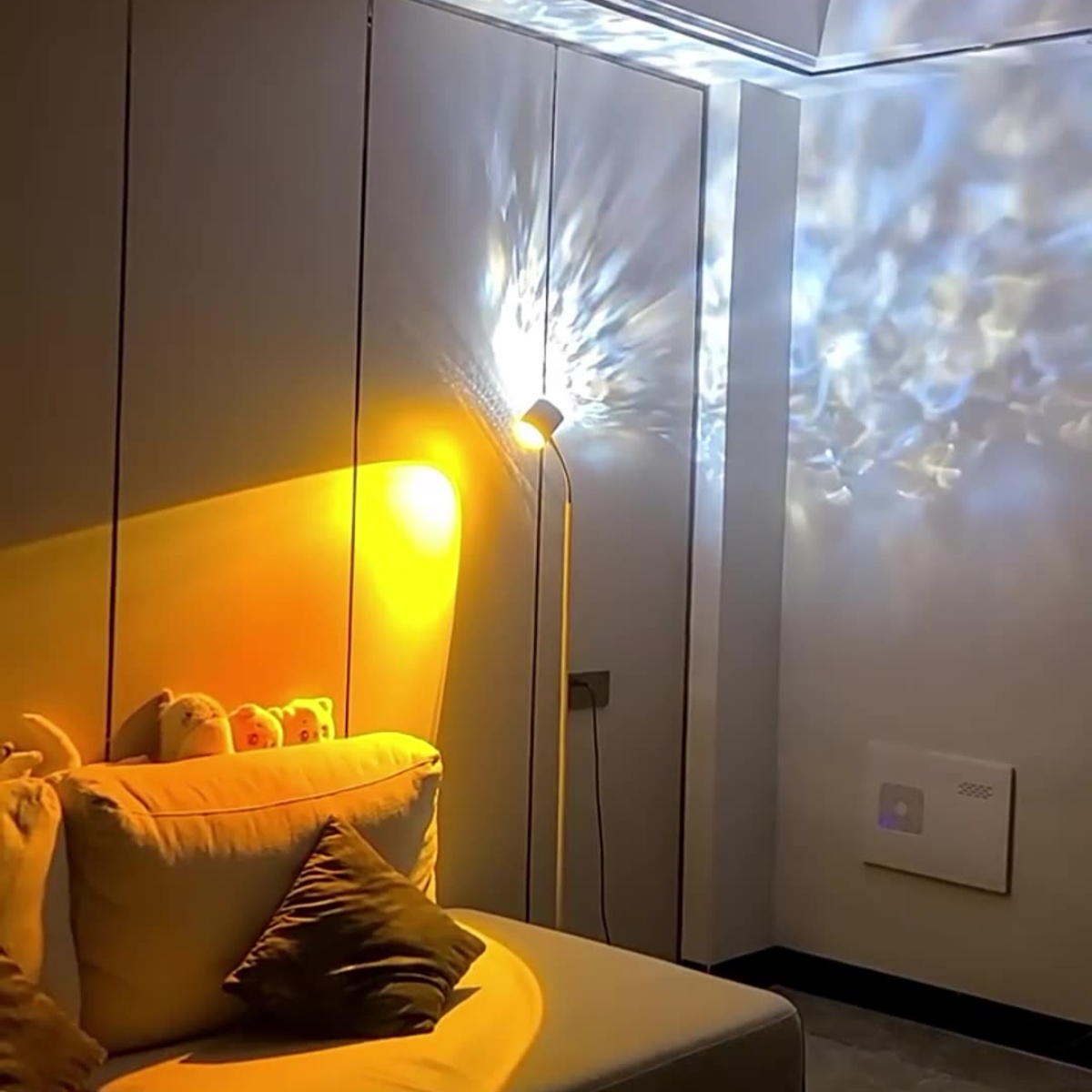 LED zemin lambası çift taraflı aydınlatma, 360 ° dönme ayarlanabilir açı, gün batımı halo projektörü, dalga suyu dalgalanma lambası, çift anahtar, oturma odası, yatak odası, ışıklar 5ft ABD fiş