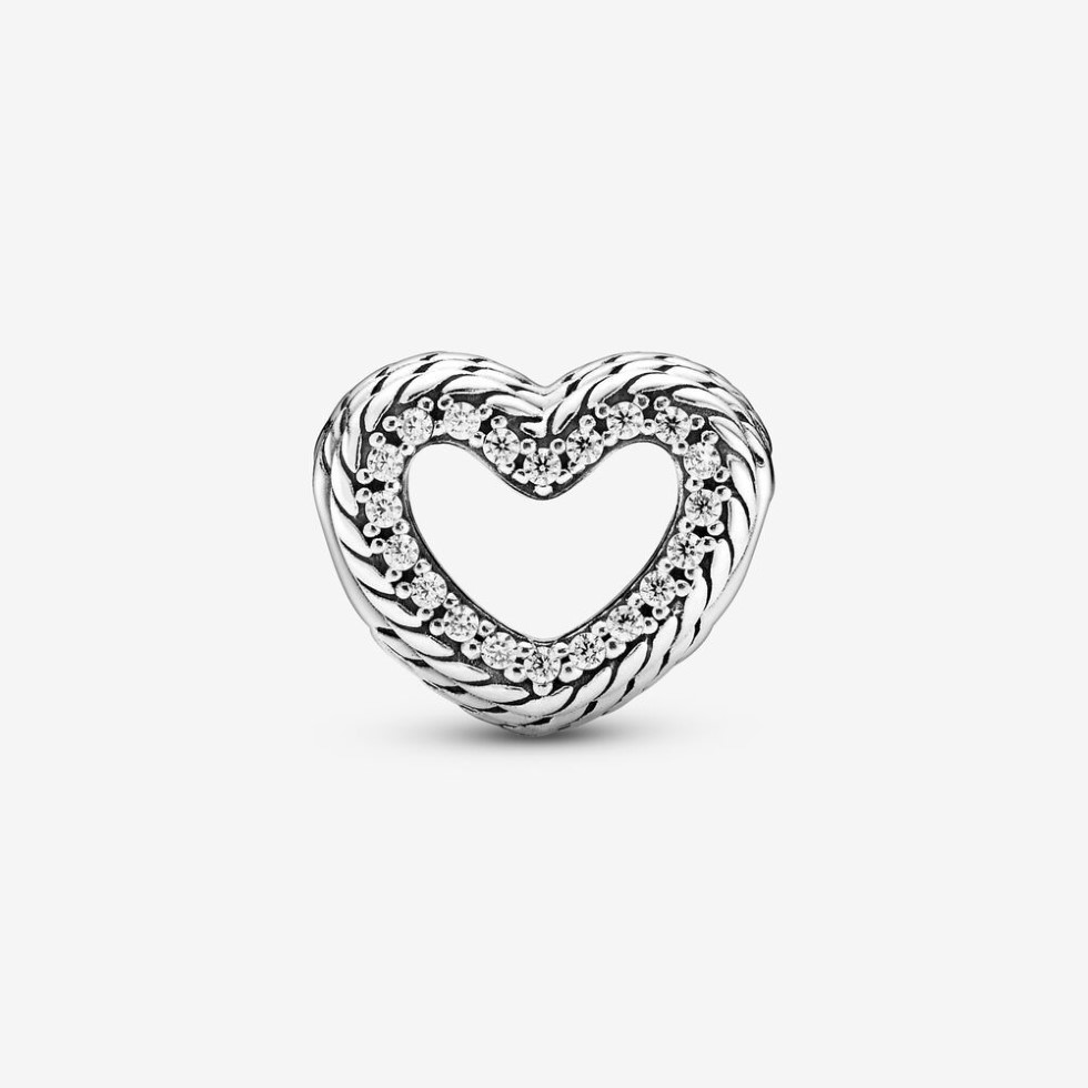 Nouvelle arrivée 100% 925 argent sterling serpent chaîne modèle coeur ouvert charme ajustement original européen bracelet à breloques bijoux de mode Acc2630