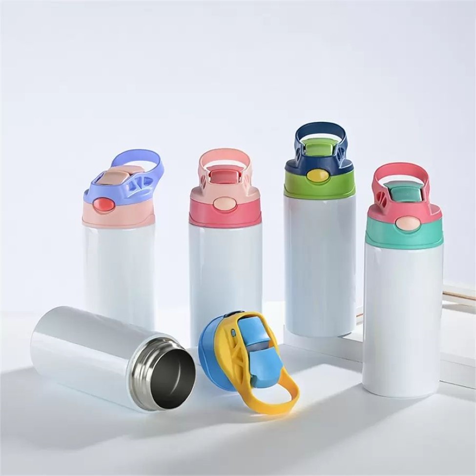 12oz Sublimatie Rechte Sippy Cup Kinderen Waterfles 350ml Lege witte Draagbare Roestvrij Staal Vacuüm Geïsoleerd Drinken tum314r