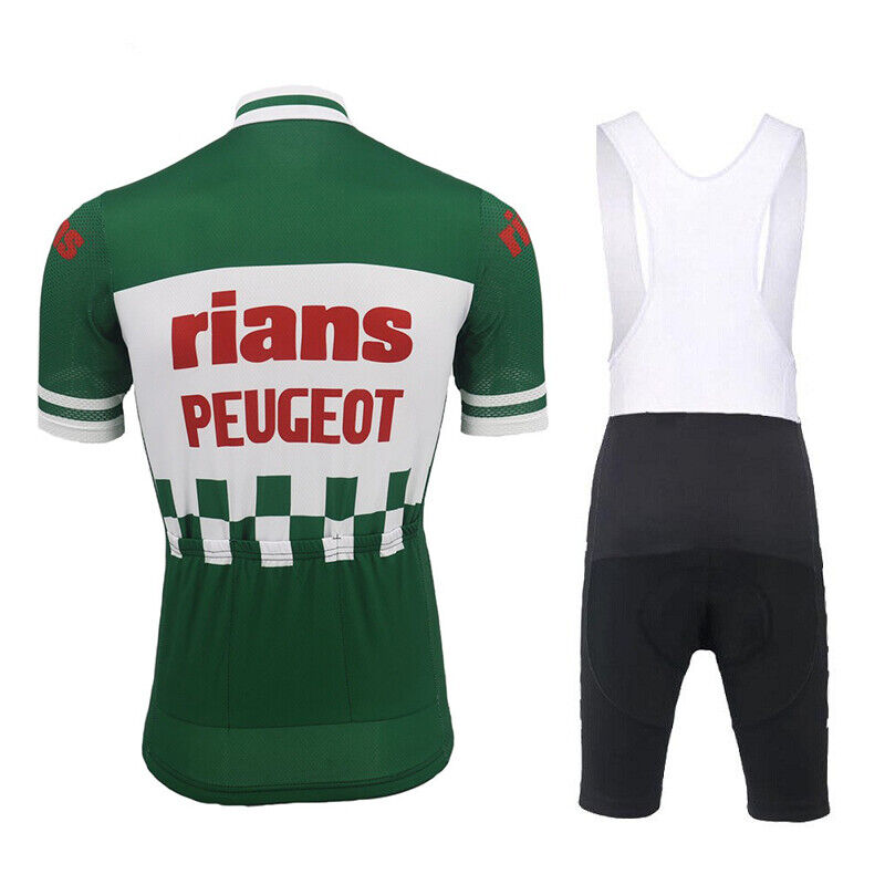 Peugeot Grünes Herren-Radtrikot-Set, rote Pro-Team-Radsportbekleidung, atmungsaktives 19D-Gel-Polster, MTB-Straßen-Mountainbike-Bekleidung, Rennsport-Clo-Bike-Shorts-Set