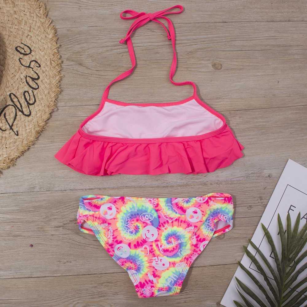 Swim wear New Falbala Kids Swimwear Swimsuit 2024 New Print Girls Kid Bikini Set 5-14 Years Children Bandage Swimming Suit Beachwear A247 240229