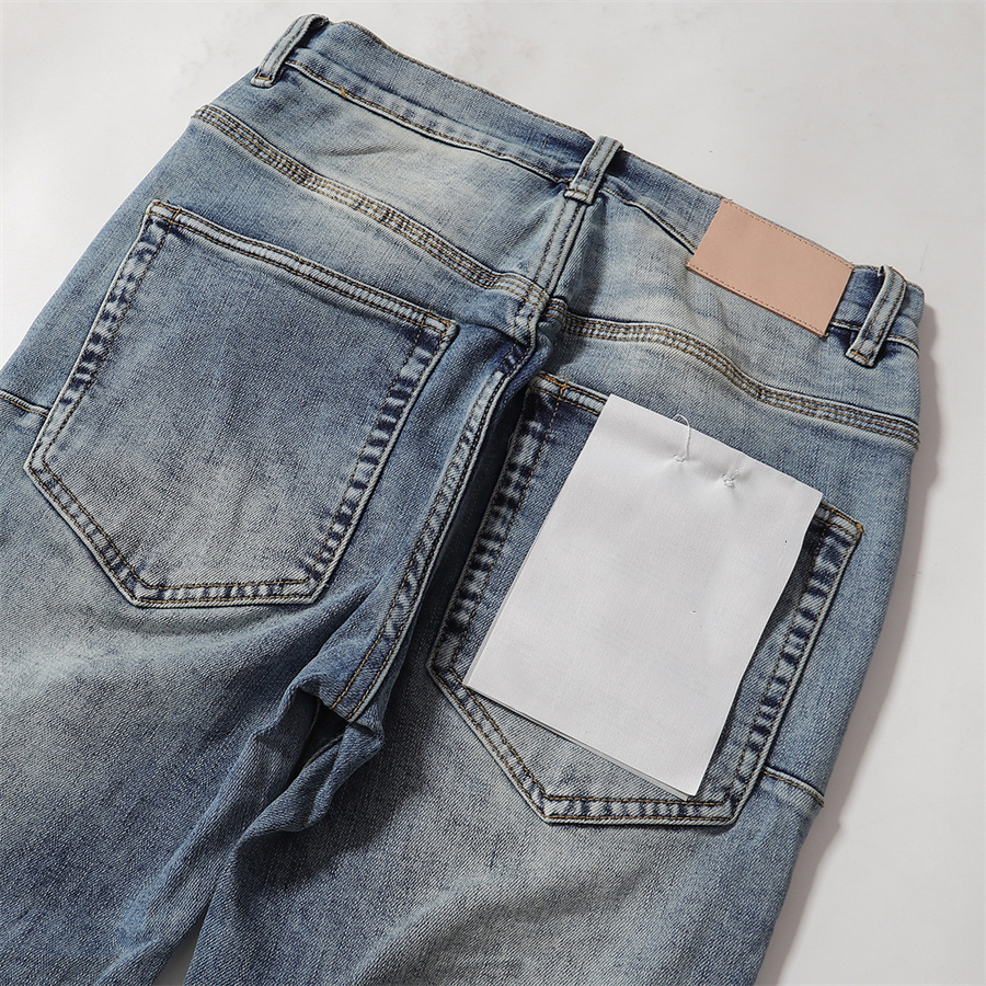 Mäns jeans designer jeans baggy europeiska och amerikanska high street jeans fashionabla smala fit elastiska leggings brev tryck säsongsbetonade stilar