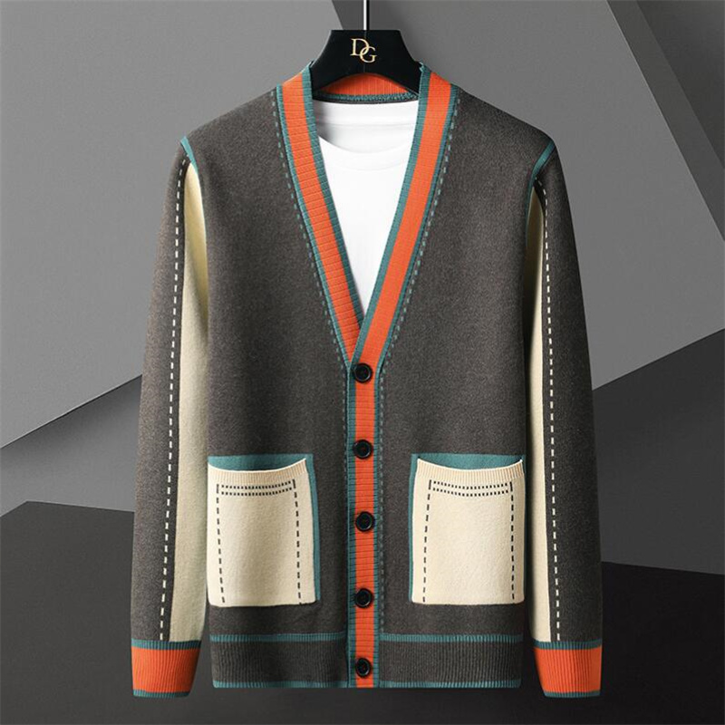 New Hotsales 2024 High Quality Luxury Men's Sweaters Fall Winter Brand Fashion Knit Cashmere Cardigan Sweater Korean Style Mens Trendy Cardigans Jacket Men Clothes