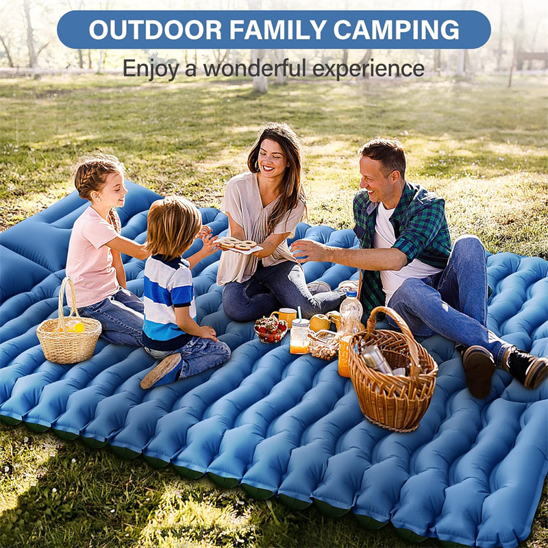Outdoor Camping Ultralight Podwójny grube nadmuchiwana podkładka do spania Lekka przenoszenie z poduszką wbudowaną pompą stóp odporną na wilgoć