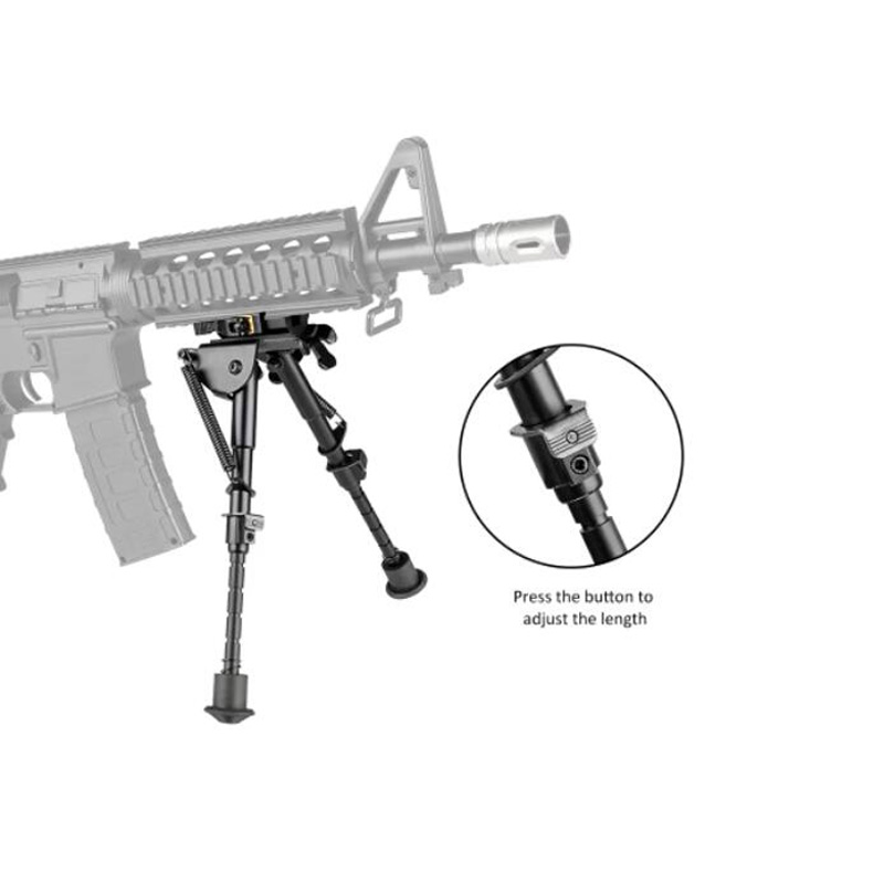 Taktisk svängbar lutande vikbar bipod med 6-9 tum höjd justerbar ben vårkontroll bipod passar picatinny rail qd mount gevär pistol tillbehör