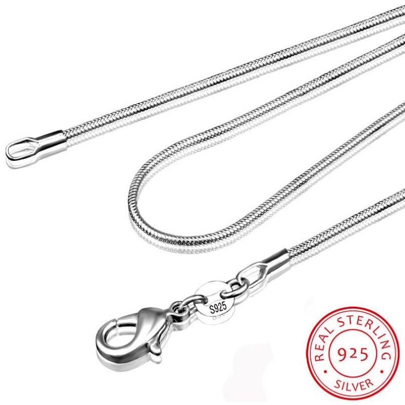Long 16-28 pouces 40-80 cm 100% authentique solide 925 argent Sterling colliers ras de cou 1mm chaînes serpent collier pour femmes entier 264 M