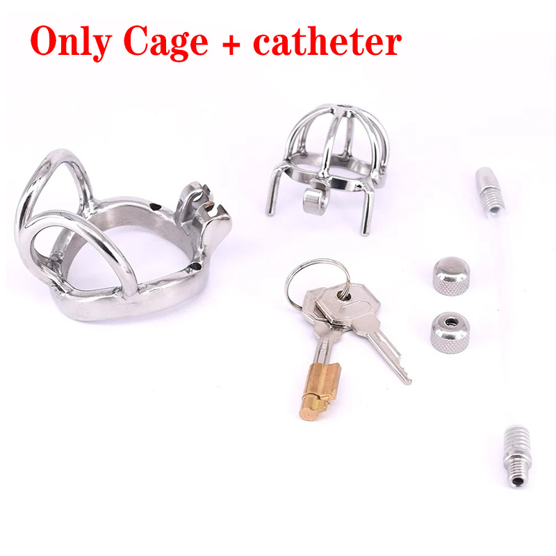 Chastity Device Stainless Steel Penis Cage With Anti-off Ring Removable Urethral Catheter Male Cock Cage Sexy Toy for Men