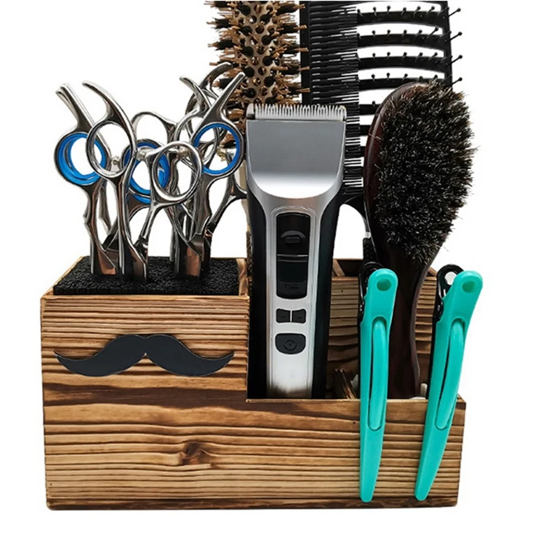 Kits de madeira caixa de ferramentas cabeleireiro salão de beleza tesoura titular corte de cabelo tesoura rack armazenamento recipiente ferramentas barbeiro titular