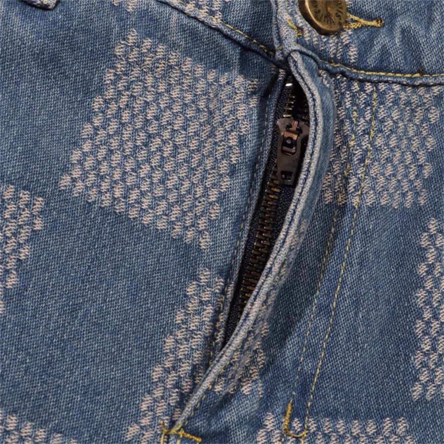 Jeans da uomo Pantaloni firmati Pantaloni a scacchiera classici pantaloni dritti casual larghi di marca di moda americana di lusso leggero
