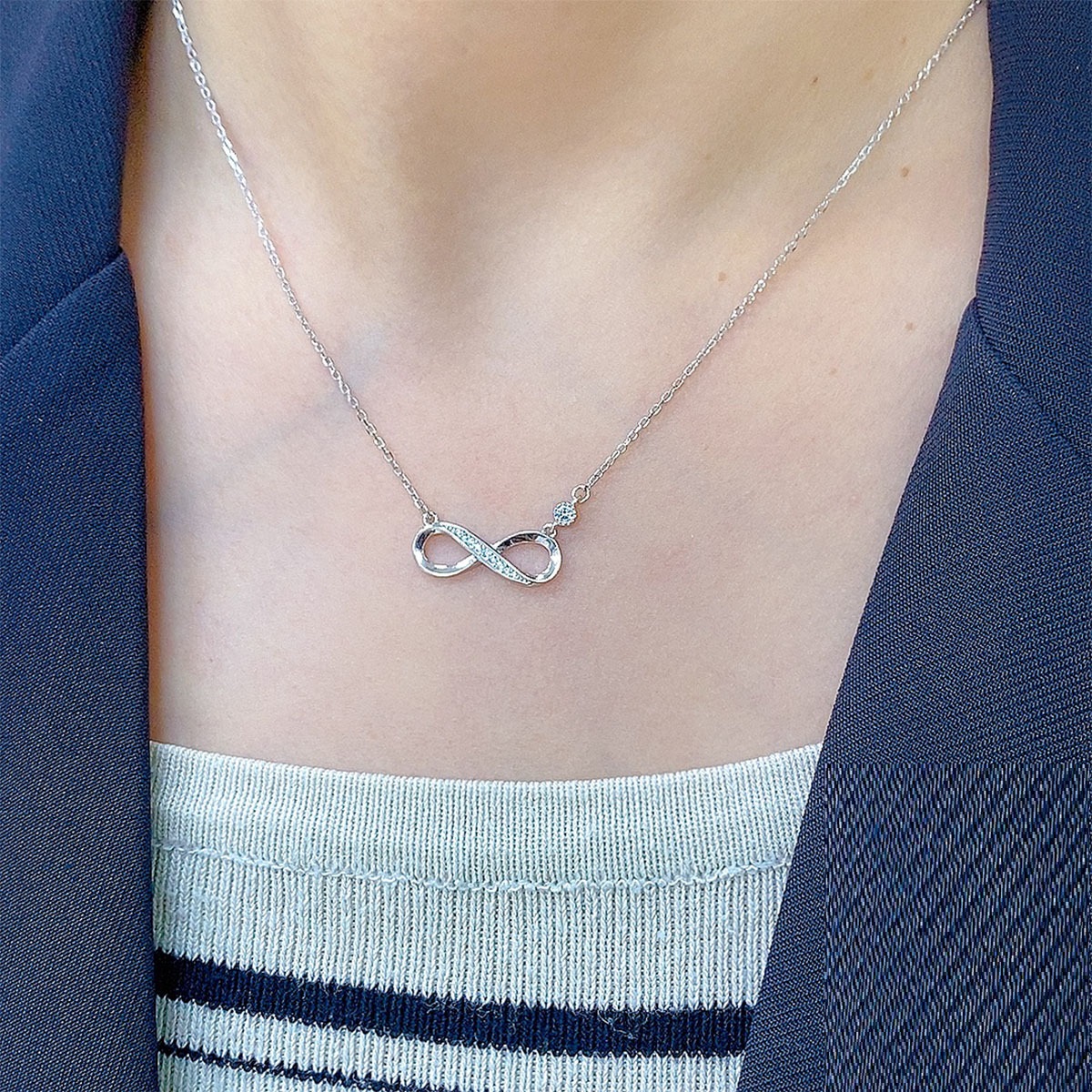 Trendy mode-infinity-hangerketting voor dames, 925 sterling zilver