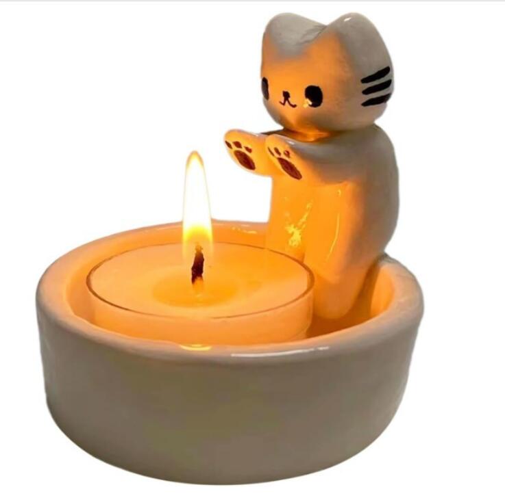 1-Portacandele Gattino Simpatico Gatto Alla Griglia Aromaterapia Portacandele Desktop Ornamenti Decorativi Regali Di Compleanno Gli Amici Dhgkk