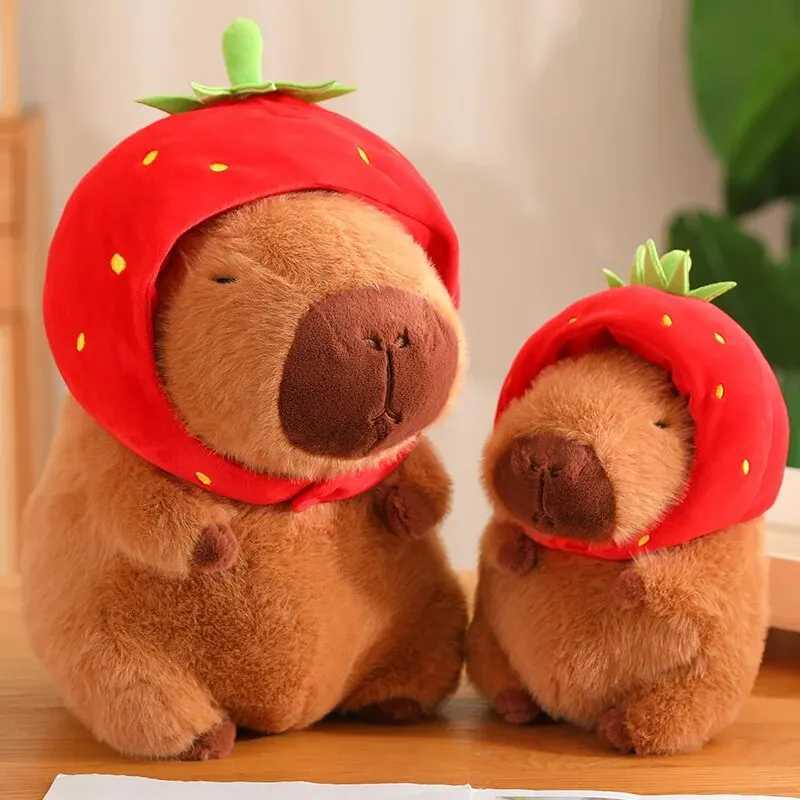 Animaux en peluche mignon Capybara, jouet en peluche Kaii, Capybara moelleux avec sac de tortue, casquette, animaux en peluche, cadeau pour enfants, décoration de la maison