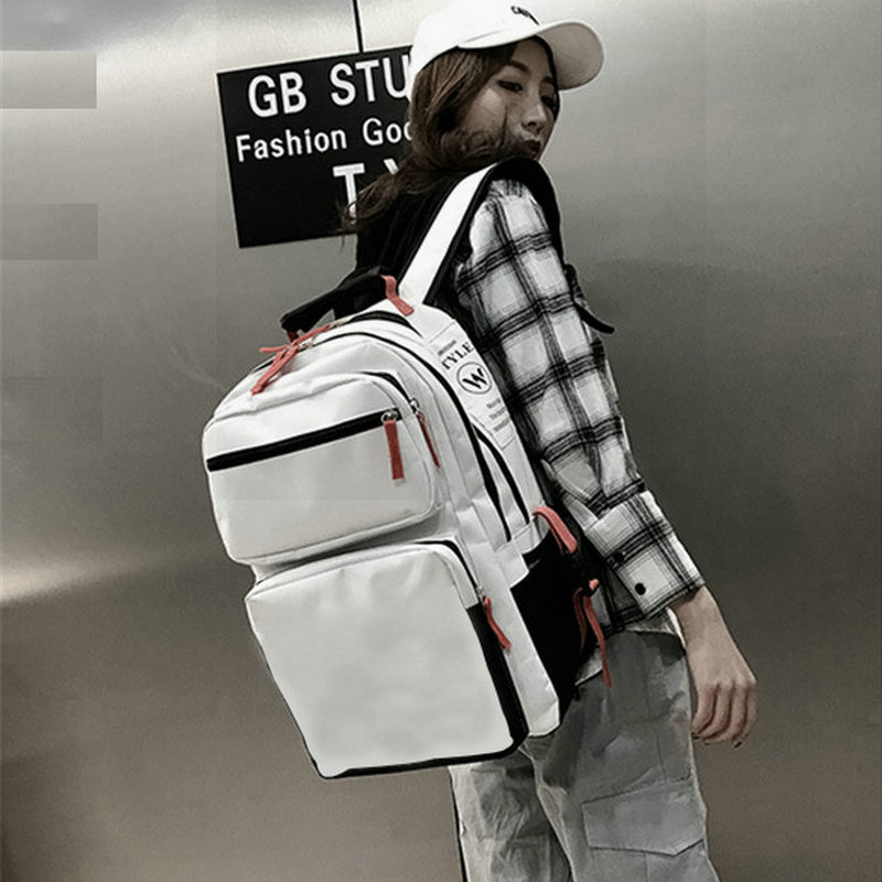 Tai Ji backpack the Great ultimate daypack Eight tri grams school bag Badge Print rucksack Casual schoolbag White Black Color day pack