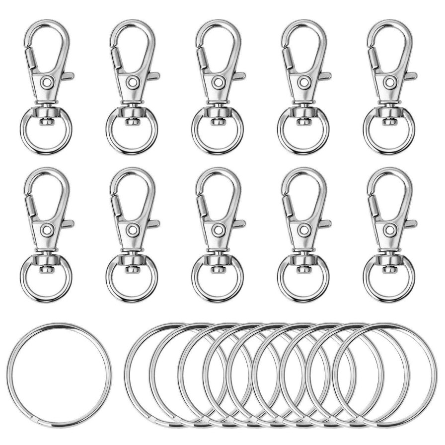 120 Stück drehbarer Lanyard-Karabinerhaken aus Metall mit Karabinerverschluss mit Schlüsselringen, DIY-Schlüsselanhänger, Schmuck, Schlüsselanhänger, Schlüsselanhänger, Zubehör, Silber, Farbe 231s