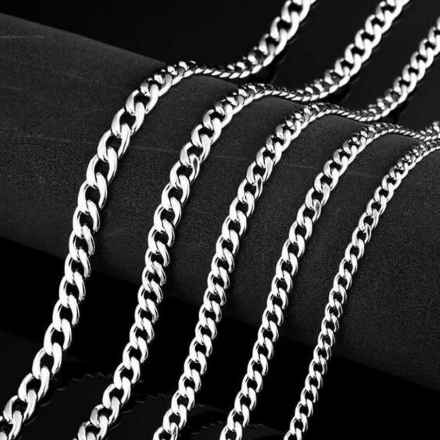 whole jewelry 3mm 6mm 8mm in bulk Fashion Figaro Link Chain Stainless Steel Necklace Chain Lsilver tone women men Lot178V