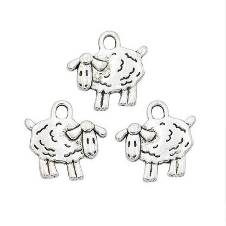 alloy Animals Sheep Charms Antique silver Charms Pendant For necklace Jewelry Making findings 16x15mm2934