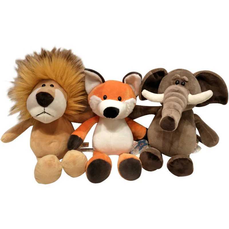 Animali di peluche ripieni 25 cm Farciti realistici Leone Tigre Elefante Scimmia Leopardo Giraffa Procione Bambola Simulazione Animali della foresta Peluche bambini Regalo