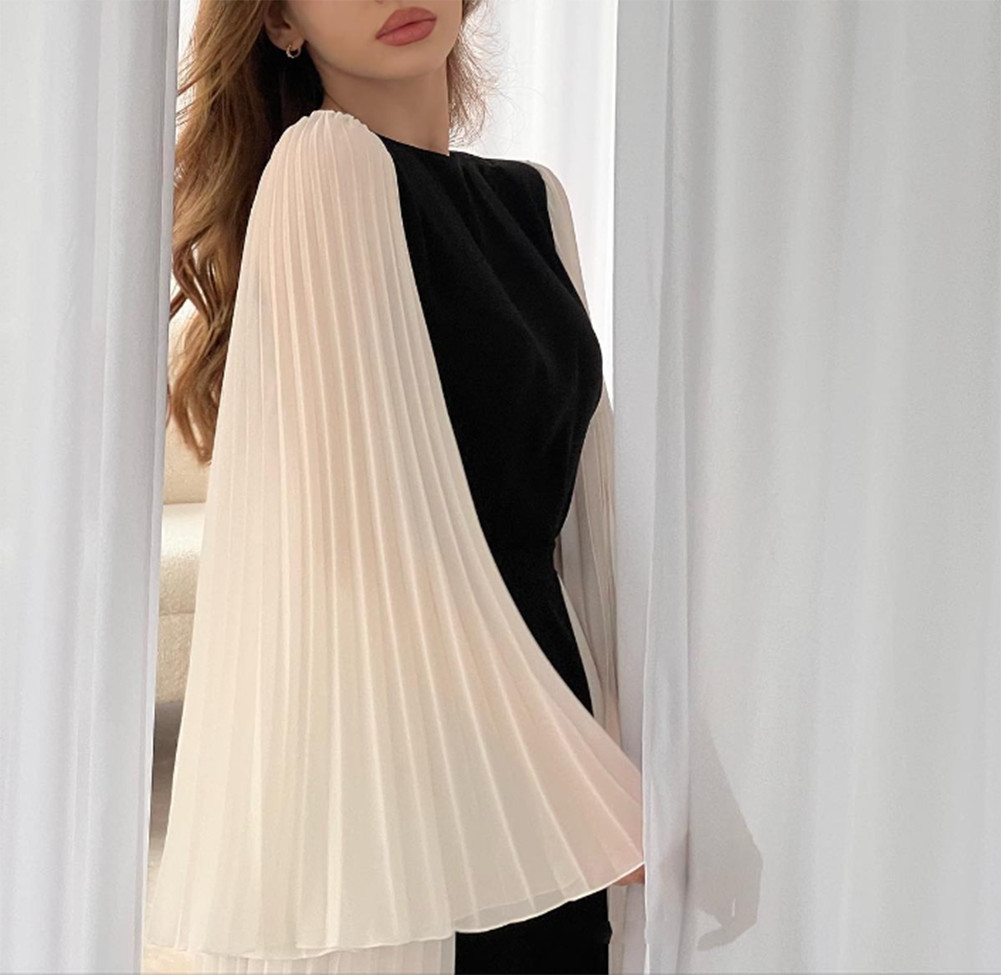 Vintage Arabic Round Neck Evening Dresses Long A Line Long Sleeve Chiffon Formal Prom Party Gown Robe de soiree for Women