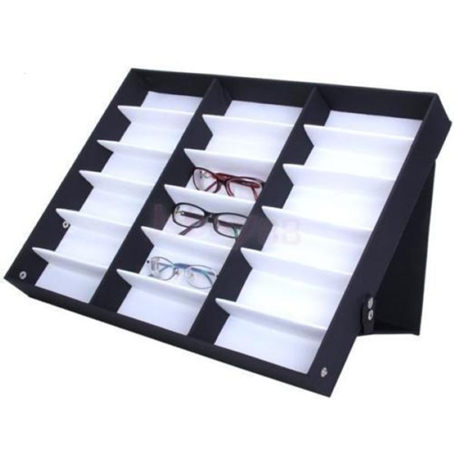 18 grilles lunettes stockage vitrine boîte lunettes lunettes de soleil affichage optique organisateur cadres Tray305r