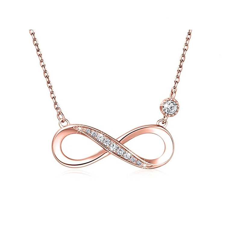 Trendy mode-infinity-hangerketting voor dames, 925 sterling zilver