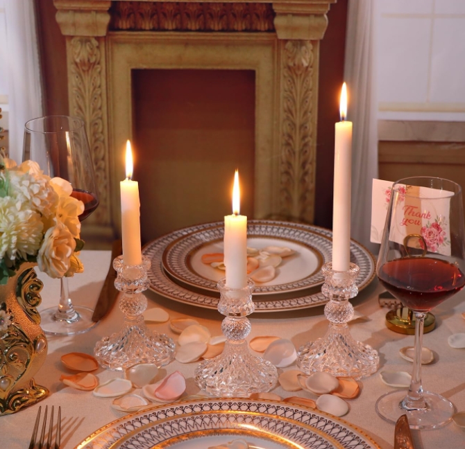 Chandelier Vintage en verre de cristal clair, accessoires de tournage de dîner aux chandelles romantiques pour la saint-valentin, décoration de mariage à domicile