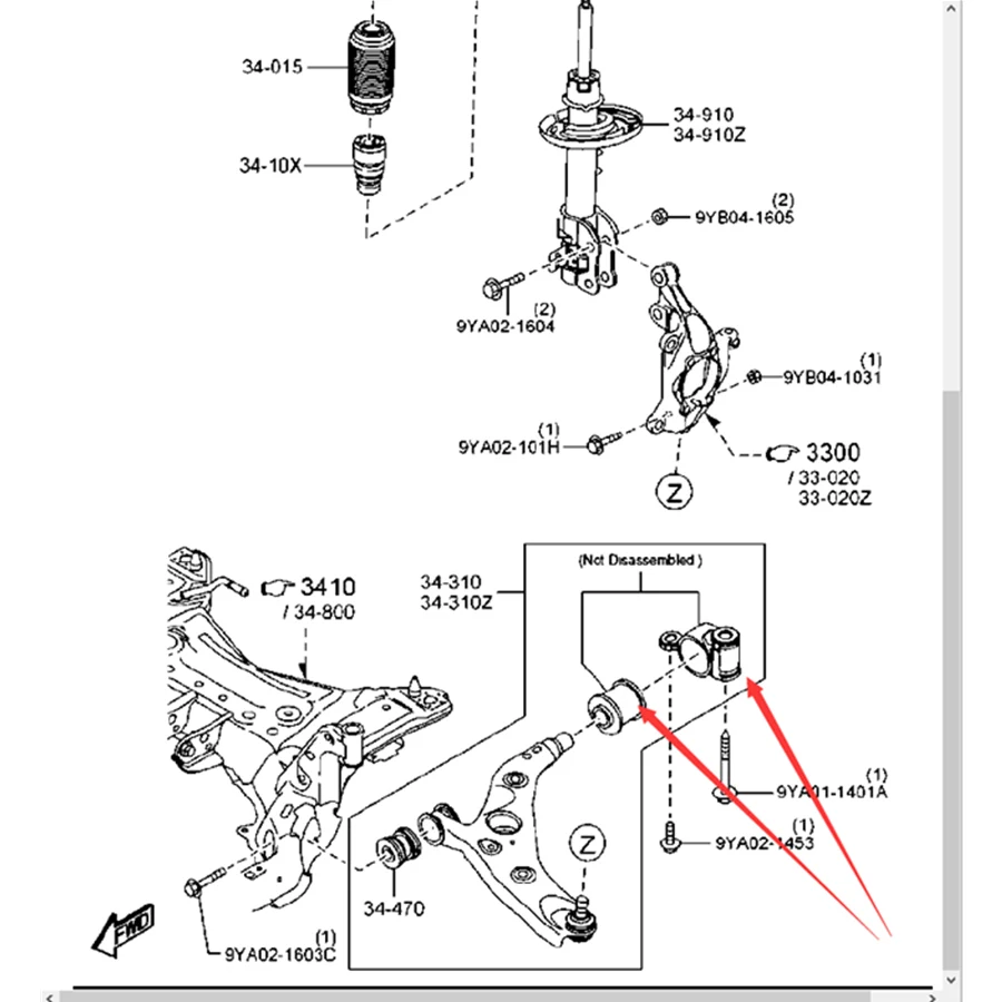 Acessórios para carro GV9B-34-460 peças de chassi bucha de braço de controle para Mazda 3 Axela 2014-2016 CX5 Mazda 6 Atenza CX4
