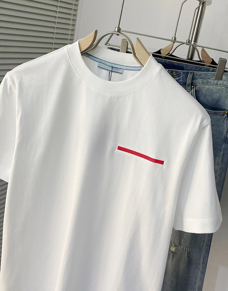 Classic designer mens tshirt summer men t shirts fashion 100% pure cotton red logo high quality white mens short sleeve sports casual versatile loose men tees