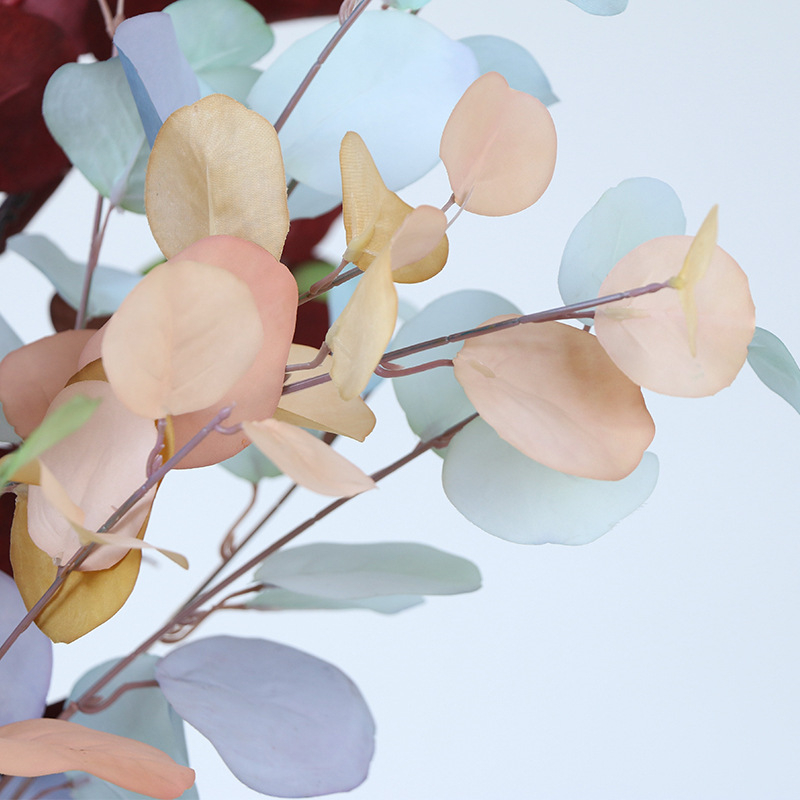 Plantes artificielles d'automne, feuilles d'eucalyptus, longues branches, décoration de mariage, de maison, fleurs, fausses plantes, Arrangement mural DIY