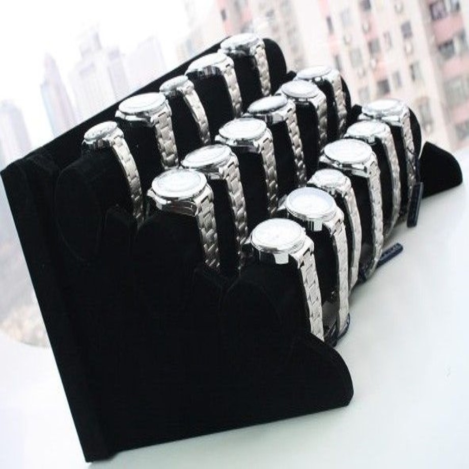 Black 3-Tier Velvet Watch Bracelet Jewelry Display Holder Stand Rack262y