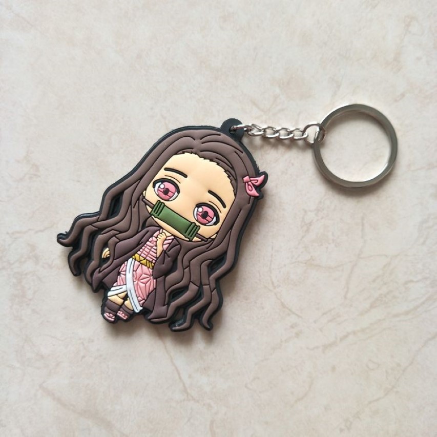 Keychains Anime Demon Slayer Kimetsu No Yaiba Keychain Double-Side Key Chain Car Bag Pendant Figure Keyring Mix Wholesa3569