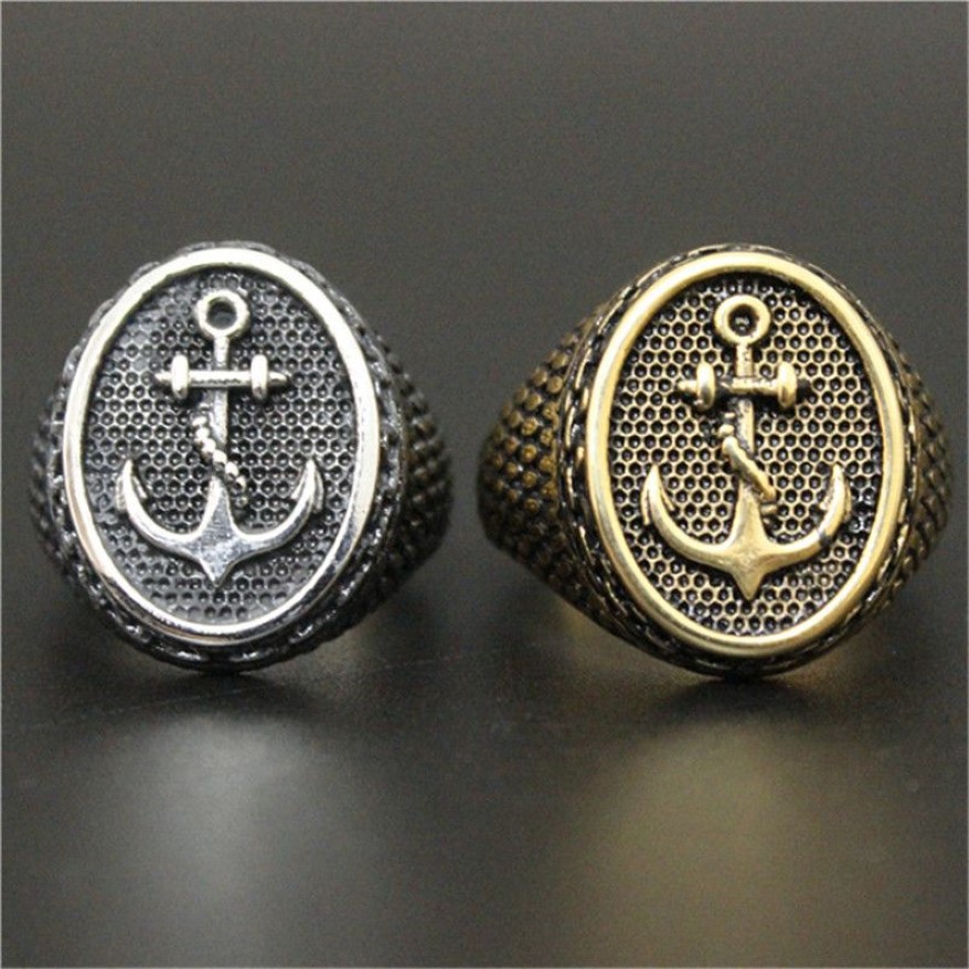 2 Stuks Veel Nieuwste Ontwerp Gouden Anker Cool Ring 316L Rvs Biker Stijl Heren Verkopen Band Party Punk Stijl ring337O