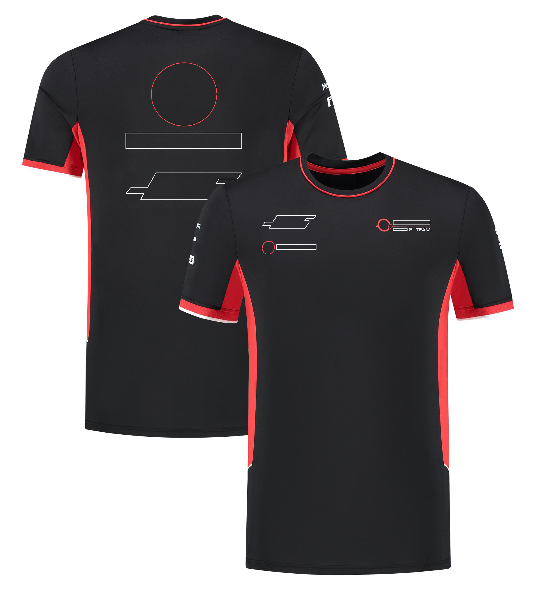 2024F1 Work Racing Dress Car Logo Personnalisation Team T-shirt à manches courtes Fans Séchage rapide Manches courtes Col en T Vêtements de travail de voiture de sport Noir et rouge