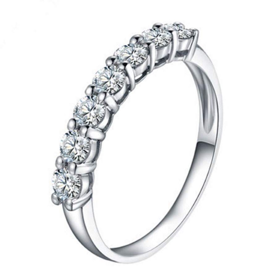 7 piedras gota entera 0 7CT anillo de diamante SONA para mujer joyería de plata esterlina Pt950 placa de platino estampada S18101002318O
