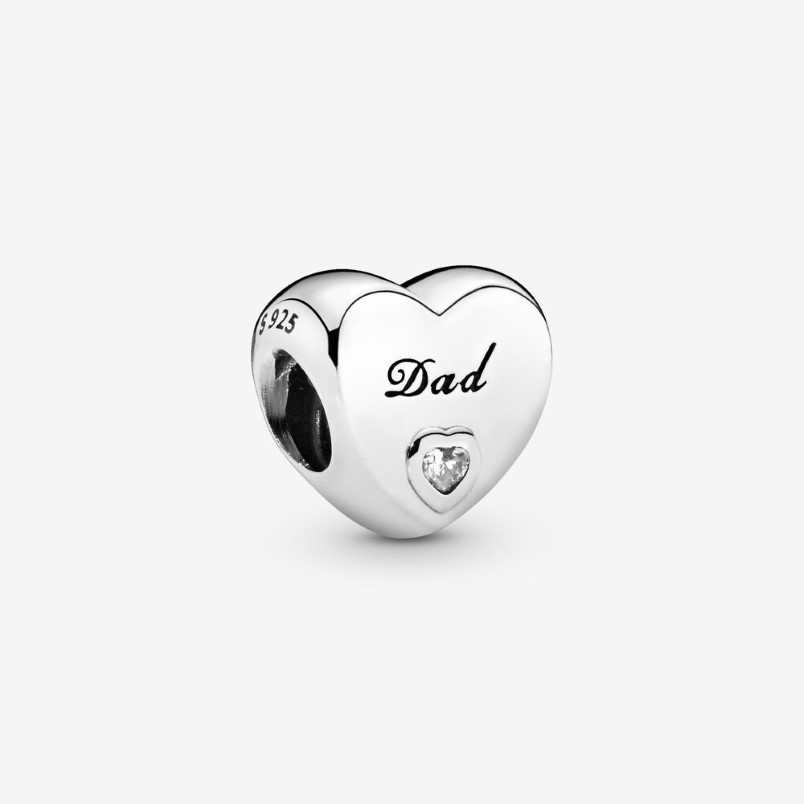 Nya ankomst Charms 100% 925 Sterling Silver Dad Heart Charm Fit Original European Charm Armband Smycken Tillbehör 230W