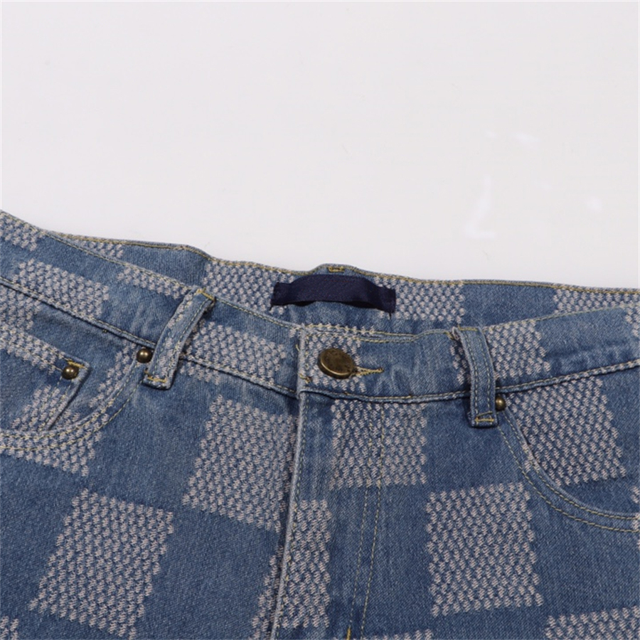 Jeans da uomo Pantaloni firmati Pantaloni a scacchiera classici pantaloni dritti casual larghi di marca di moda americana di lusso leggero