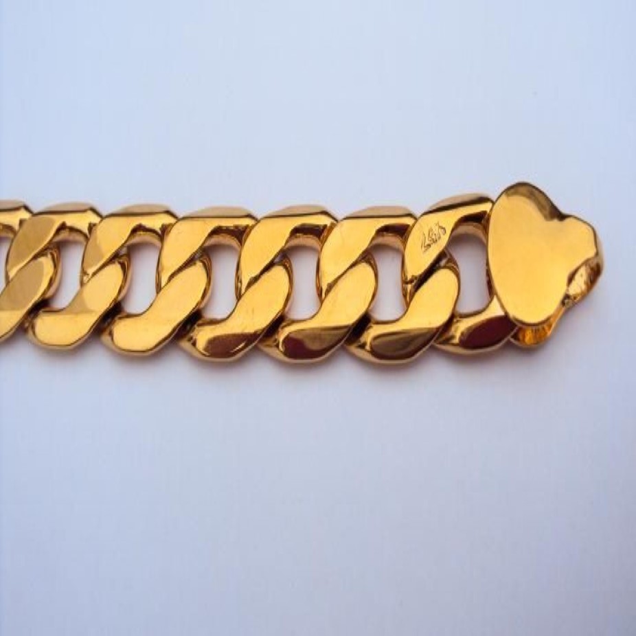 Timbro 24K vero oro giallo riempito da 9 12 mm bracciale da uomo con catena a maglie Gioielleria243S