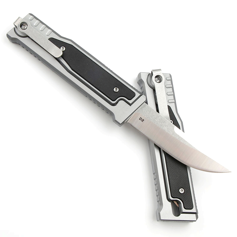 A2230 Couteau de poche EDC haut de gamme D2 Stone Wash Drop Point Blade CNC Aviation Poignée en aluminium Nouveau design Couteaux Camping en plein air Randonnée Survie