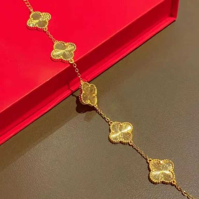 Designer Van cl-ap Fanjias Stesso braccialetto a quadrifoglio con conchiglia di alta qualità placcato in oro genuino bianco naturale puro erba portafortuna