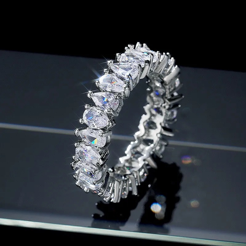 Square Heart Zircon Rings Women Bridesmaid Full Diamond Engagement Wedding Ring Gift Fine Jewelry
